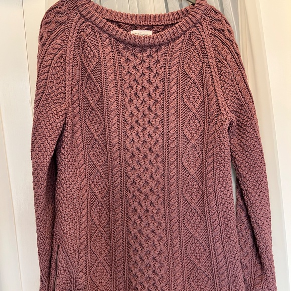 L.L. Bean Signature Cotton Fisherman Tunic Sweater - Vintage Plum - X-Small - Picture 2 of 6